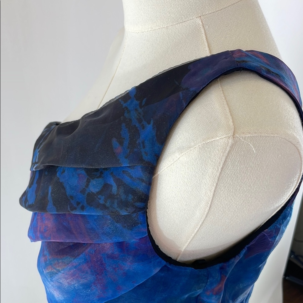 Rene Ruiz Blue Organza Gown, Size 4 - Picture 10 of 16